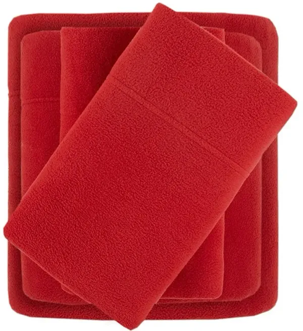 Olliix by True North by Sleep Philosophy 4 Piece Red King Micro Fleece Sheet Set