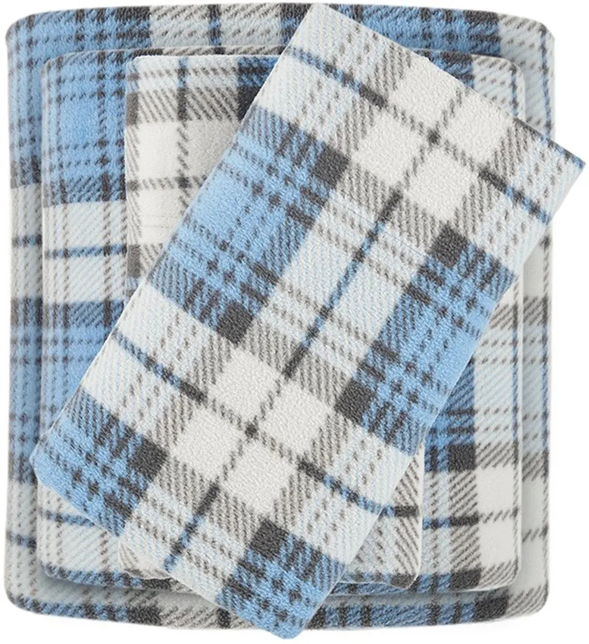 Olliix by True North by Sleep Philosophy Blue Plaid Queen Micro Fleece Sheet Set