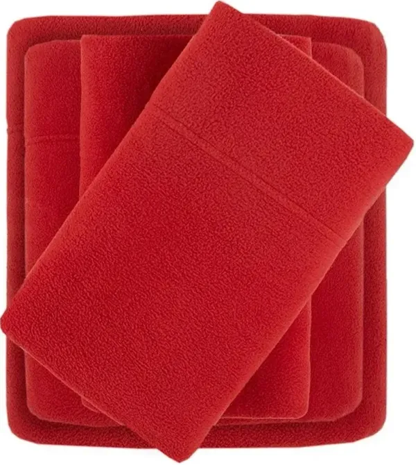 Olliix by True North by Sleep Philosophy Red Twin XL Micro Fleece Sheet Set