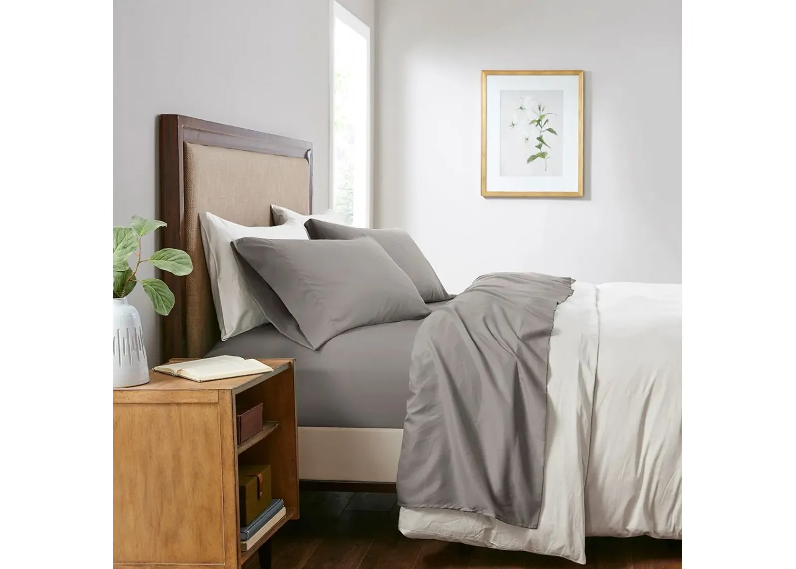 Olliix by Sleep Philosophy 3 Piece Grey Twin Smart Cool Microfiber Sheet Set