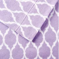 Olliix by True North by Sleep Philosophy 4 Piece Purple Ogee Queen Micro Fleece Sheet Set
