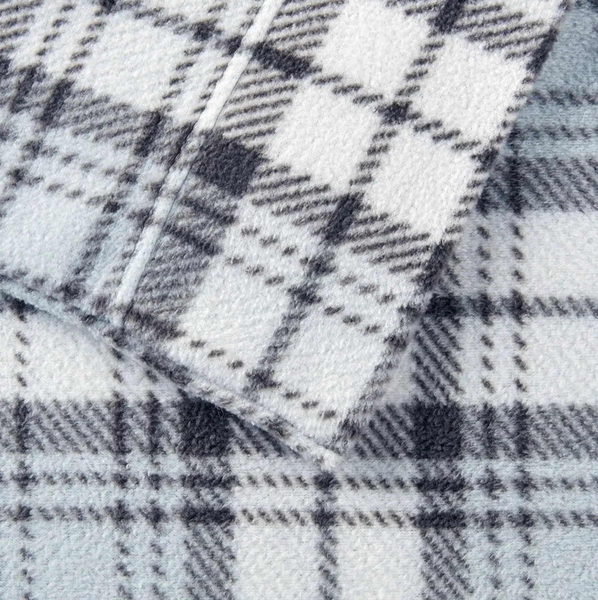 Olliix by True North by Sleep Philosophy 3 Piece Grey Plaid Twin Micro Fleece Sheet Set