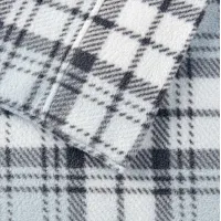 Olliix by True North by Sleep Philosophy 4 Piece Grey Plaid Full Micro Fleece Sheet Set