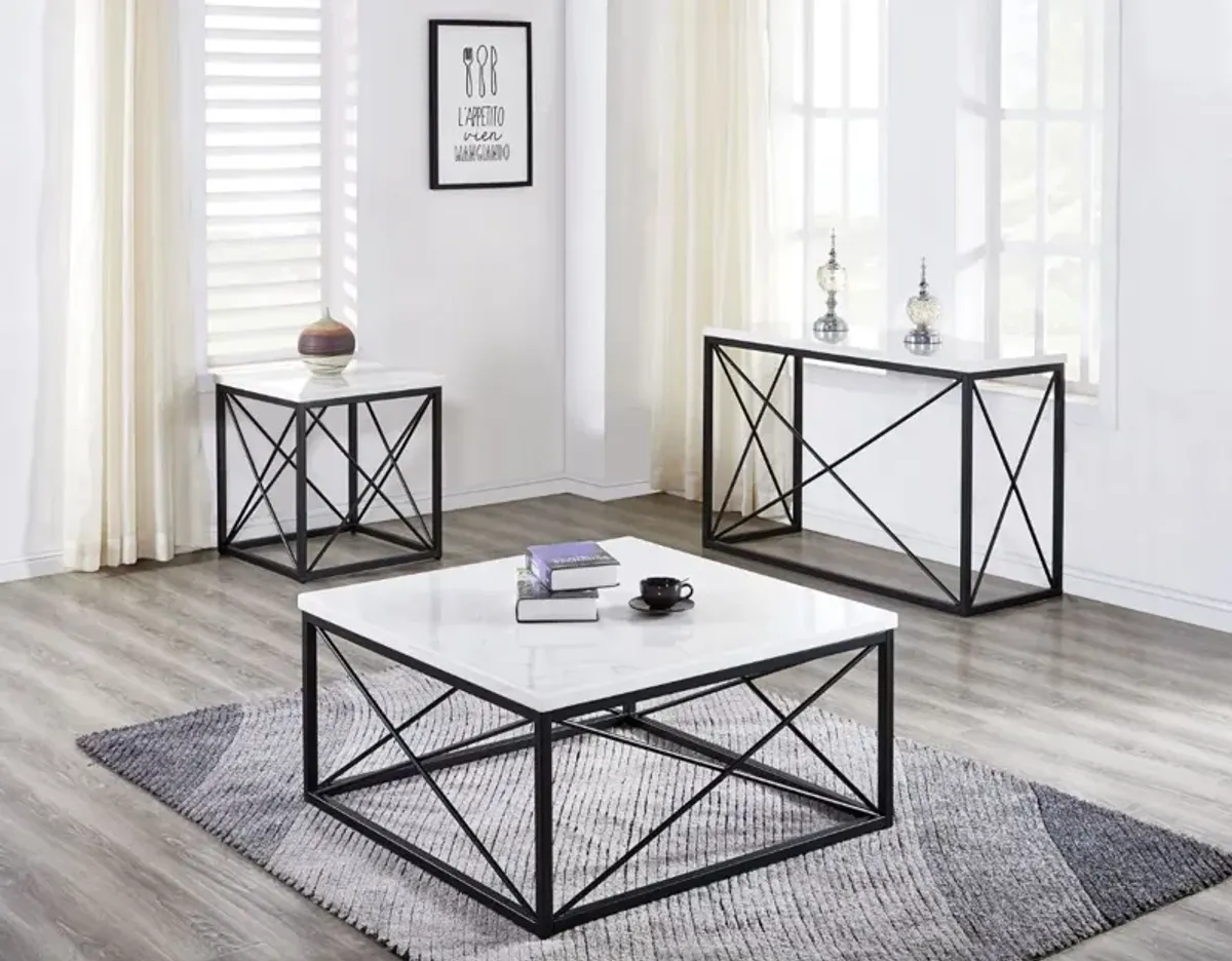 Steve Silver Co. Skyler White Cocktail Table with Black Base