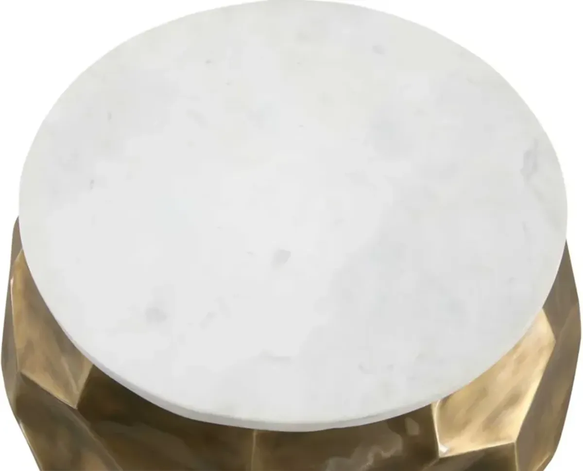 Steve Silver Co. Stomp Metallic End Table with White Marble Top