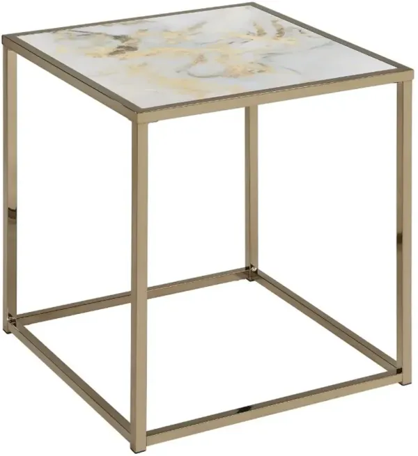 Steve Silver Co. Salvador White End Table with Bronze Base