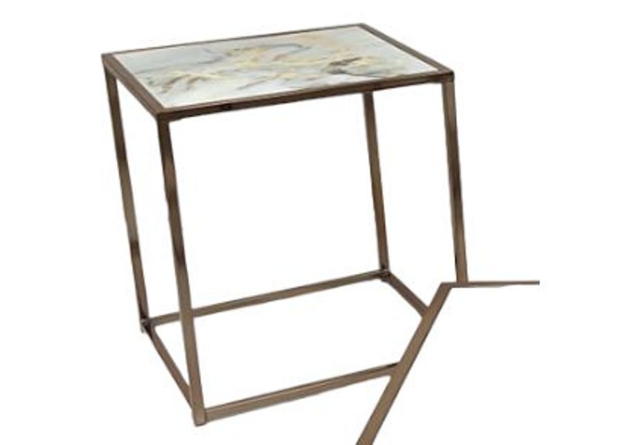 Steve Silver Co. Salvador White End Table with Gold Base