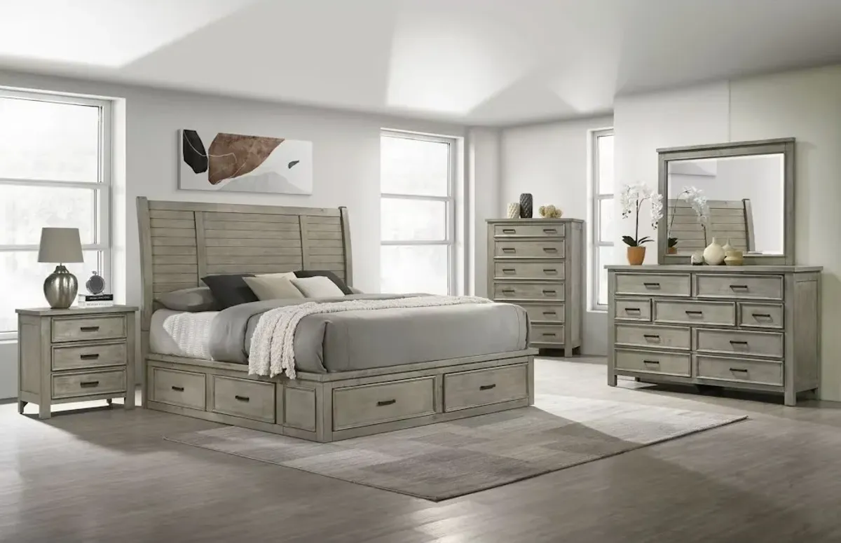 Elements International Sullivan 3-Piece Drift Gray King Bedroom Set