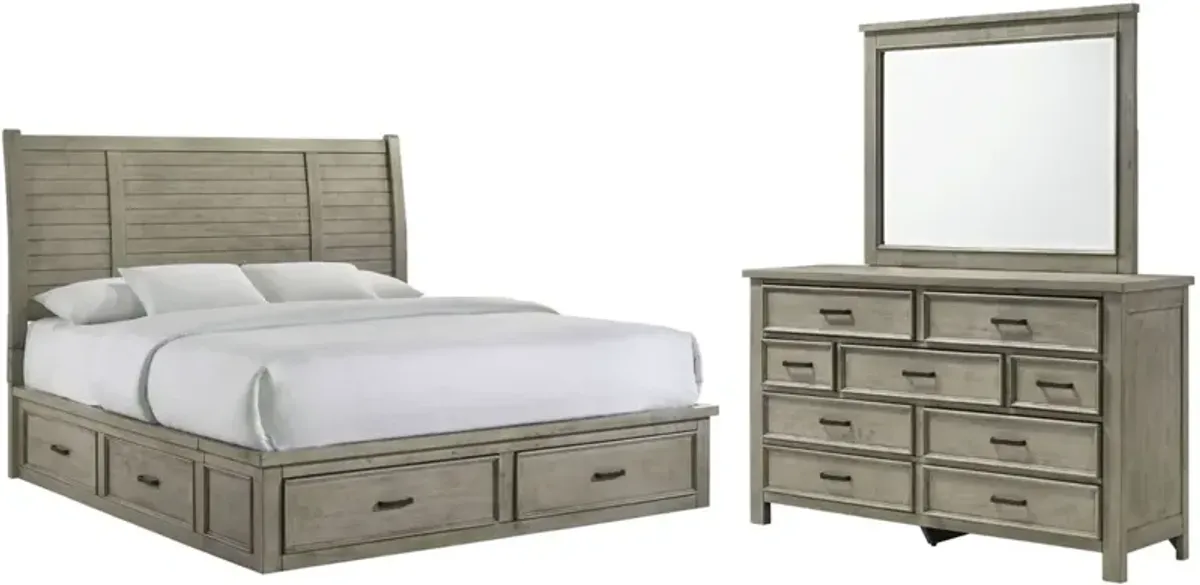 Elements International Sullivan 3-Piece Drift Gray Queen Bedroom Set