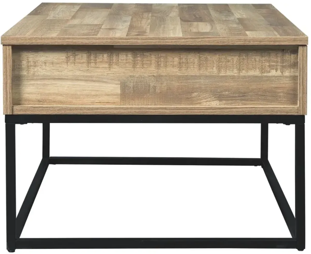 Signature Design by Ashley® Gerdanet Natural Lift-Top Coffee Table with Black Metal Base