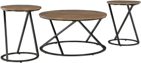 Signature Design by Ashley® Cassbryn 3-Piece Brown Occasional Table Set with Black Base
