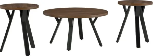 Signature Design by Ashley® Elbrynn 3-Piece Brown Occasional Table Set with Black Base