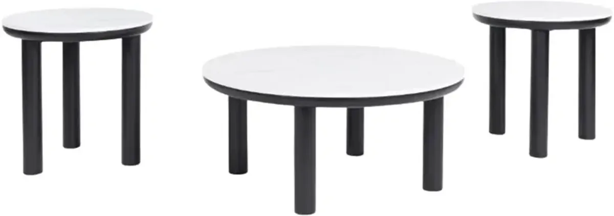 Signature Design by Ashley® Xandrum 3-Piece Matte Black/White Occasional Table Set