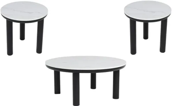Signature Design by Ashley® Xandrum 3-Piece White Occasional Table with Black Base Set