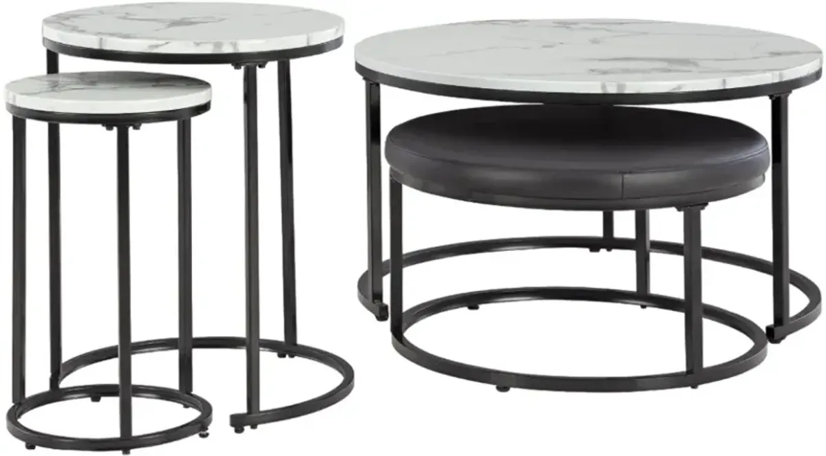 Signature Design by Ashley® Jusmour 4-Piece White Occasional Nesting Table Set with Black Base