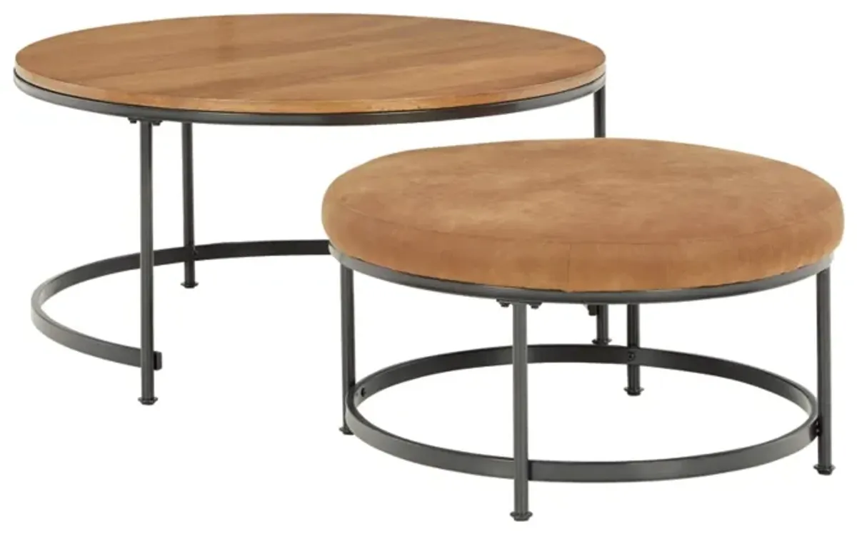 Signature Design by Ashley® Drezmoore 2-Piece Light Brown/Black Nesting Coffee Table Set