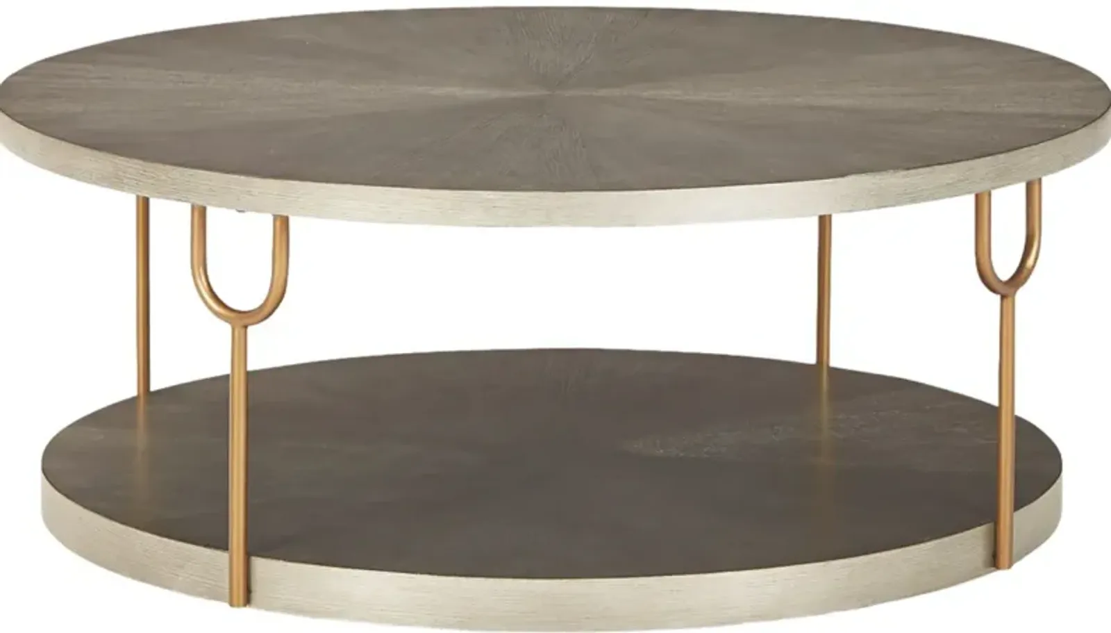 Signature Design by Ashley® Ranoka Platinum Round Cocktail Table with Antique Gold Legs