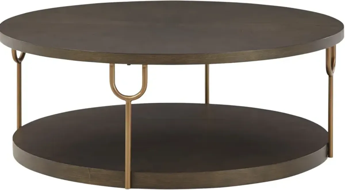 Signature Design by Ashley® Brazburn Dark Brown Coffee Table with Metal Gold Legs