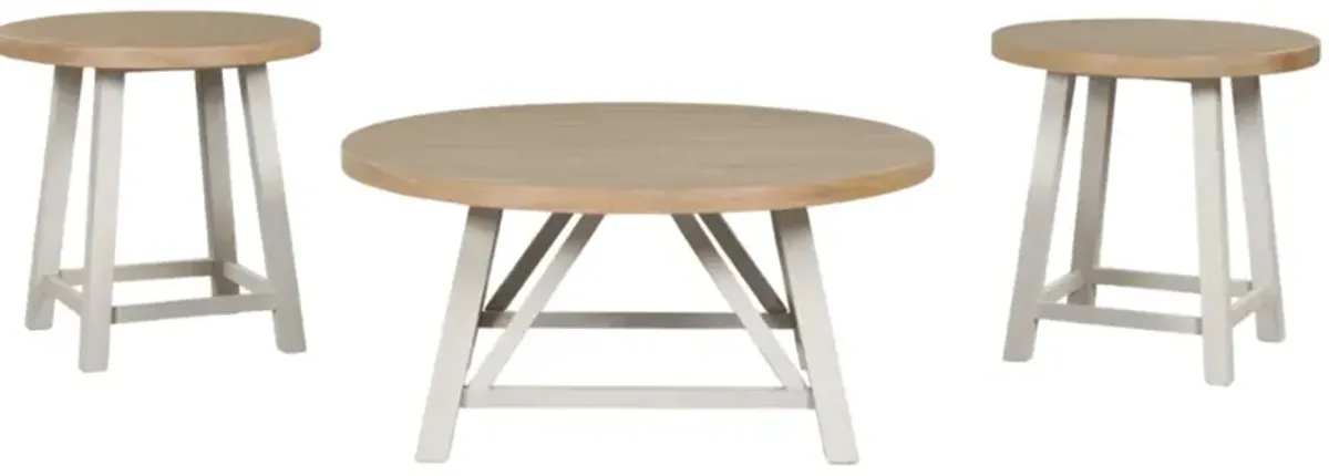 Signature Design by Ashley® Fawndell 3-Piece Brown Occasional Table with Antique White Base Set