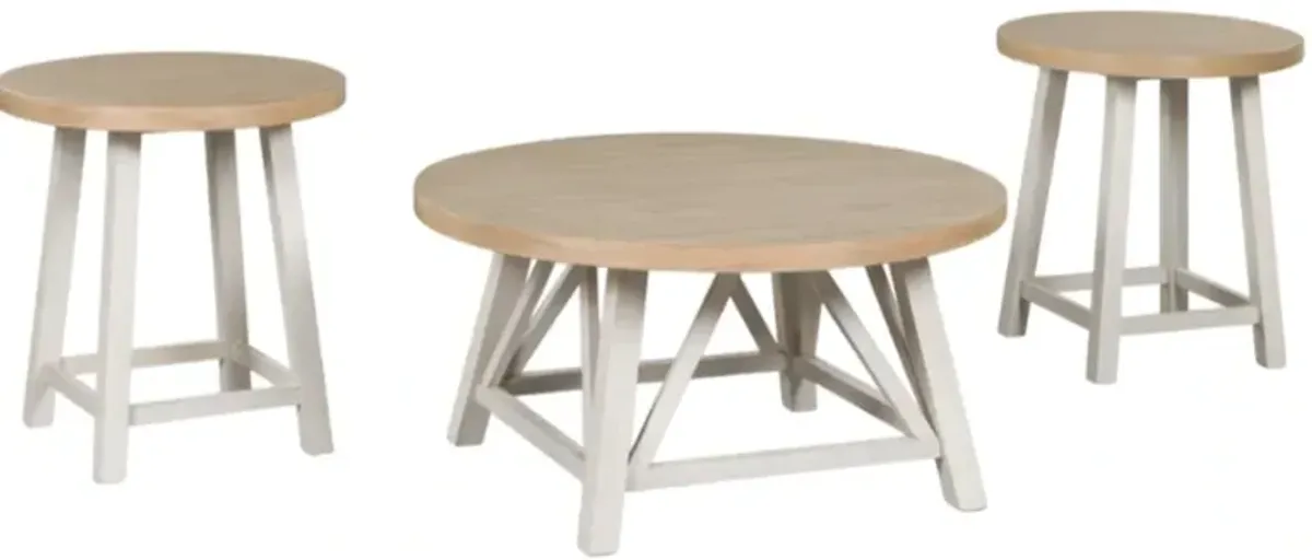 Signature Design by Ashley® Fawndell 3-Piece Brown Occasional Table with Antique White Base Set