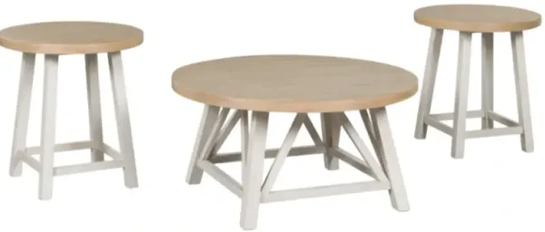 Signature Design by Ashley® Fawndell 3-Piece Brown Occasional Table with Antique White Base Set
