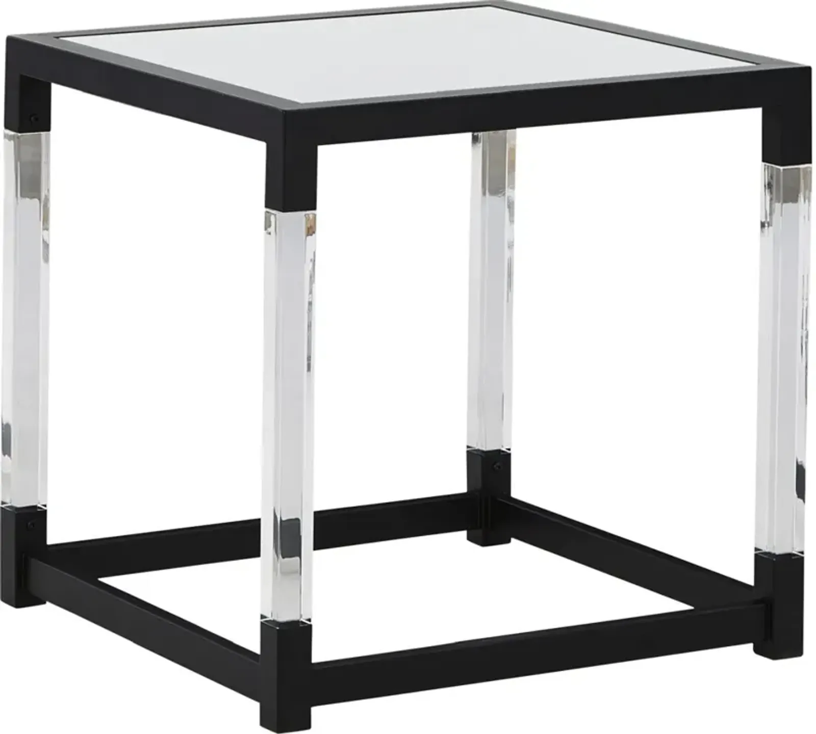 Signature Design by Ashley® Nallynx Glass Top End Table with Metallic Gray Frame and Acrylic Legs