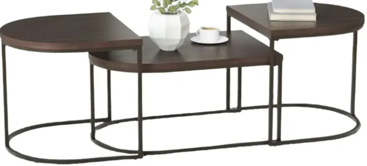Signature Design by Ashley® Vanmore 3-Piece Dark Brown Occasional Table Set with Bronze Base