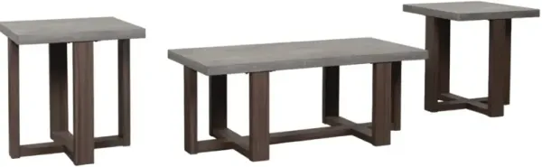 Signature Design by Ashley® Dynnford 3-Piece Gray Occasional Table with Brown Base Set