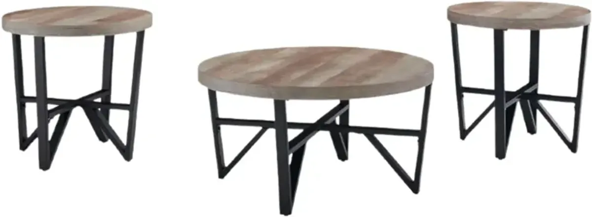 Signature Design by Ashley® Deanlee 3-Piece Grayish Brown/Black Occasional Table Set