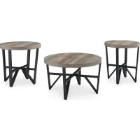 Signature Design by Ashley® Deanlee 3-Piece Grayish Brown/Black Living Room Table Set