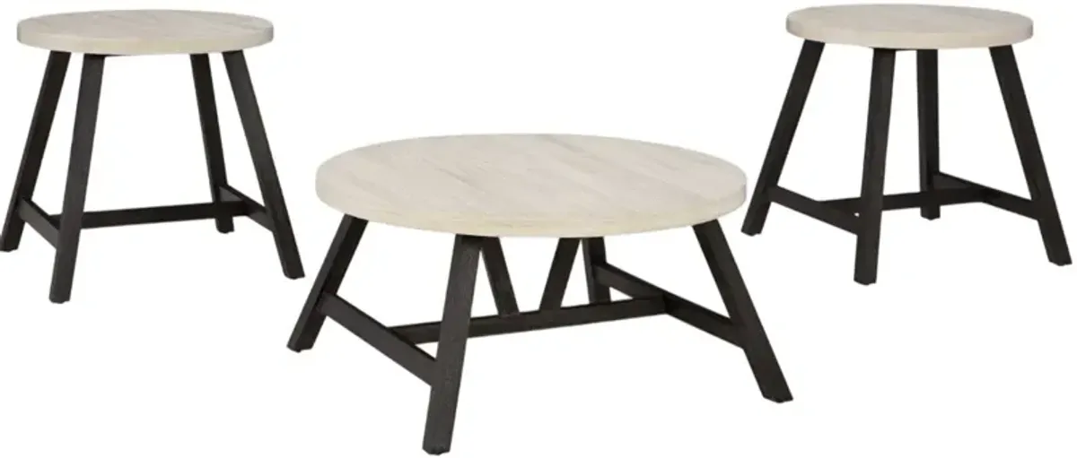 Signature Design by Ashley® Fladona 3-Piece White Occasional Table Set with Black Base
