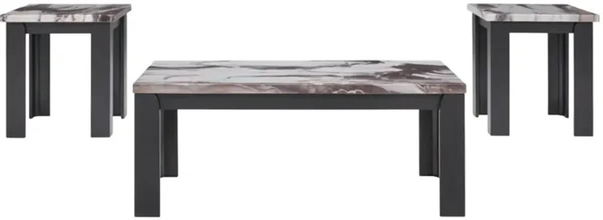 Signature Design by Ashley® Jazmore 3-Piece Beige/Gray Occasional Table Set with Dark Brown Base