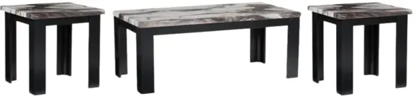 Signature Design by Ashley® Jazmore 3-Piece Beige/Gray Occasional Table Set with Dark Brown Base