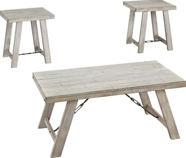 Signature Design by Ashley® Carynhurst 3-Piece Whitewash Occasional Table Set