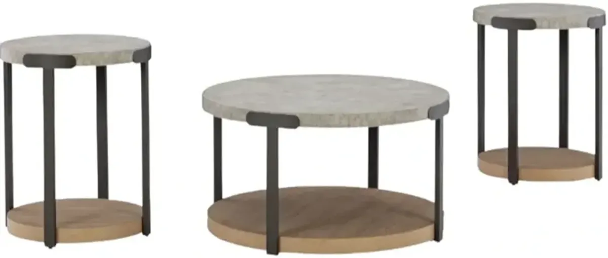 Signature Design by Ashley® Darthurst 3-Piece Gray Occational Table with Light Brown Base Set