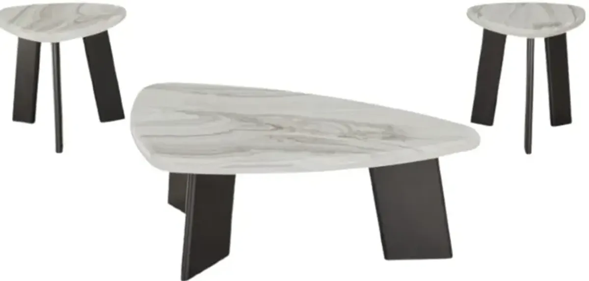 Signature Design by Ashley® Lilyberg 3-Piece Gray Occasional Table Set with Black Base