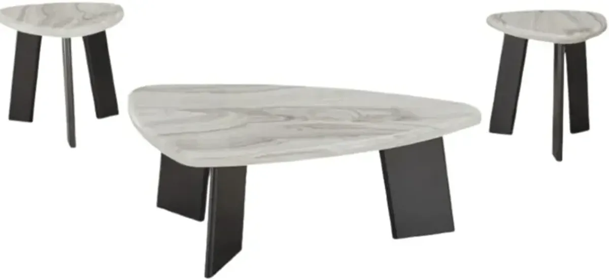 Signature Design by Ashley® Lilyberg 3-Piece Gray Occasional Table Set with Black Base