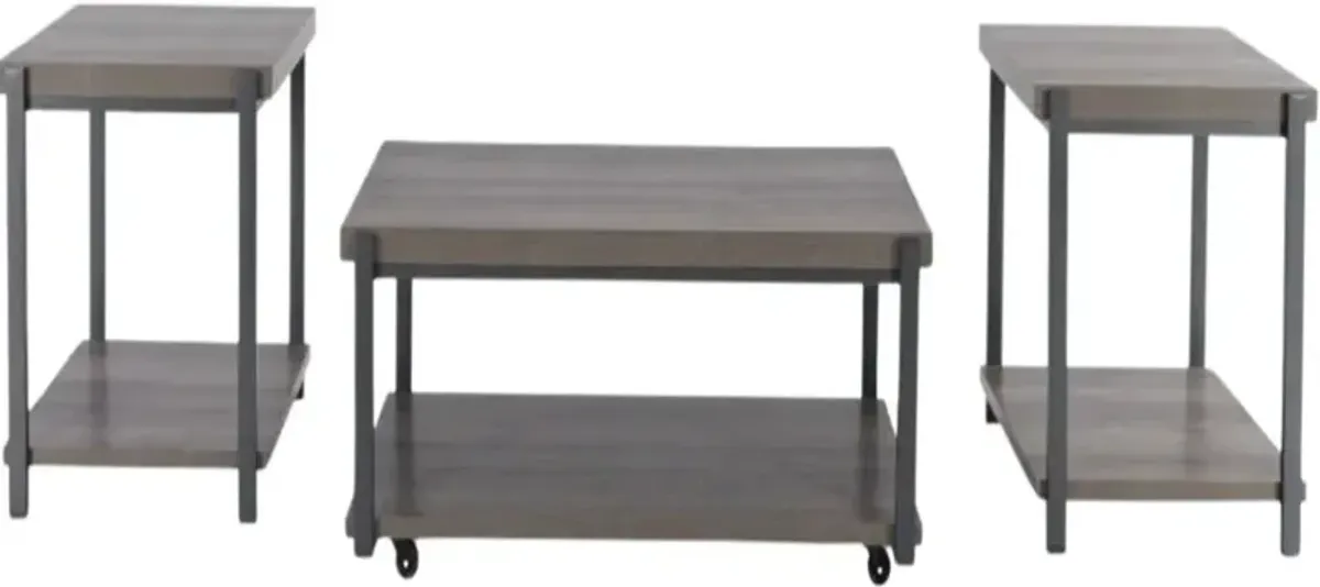 Signature Design by Ashley® Wilmaden 3-Piece Gray Occasional Table Set with Black Base