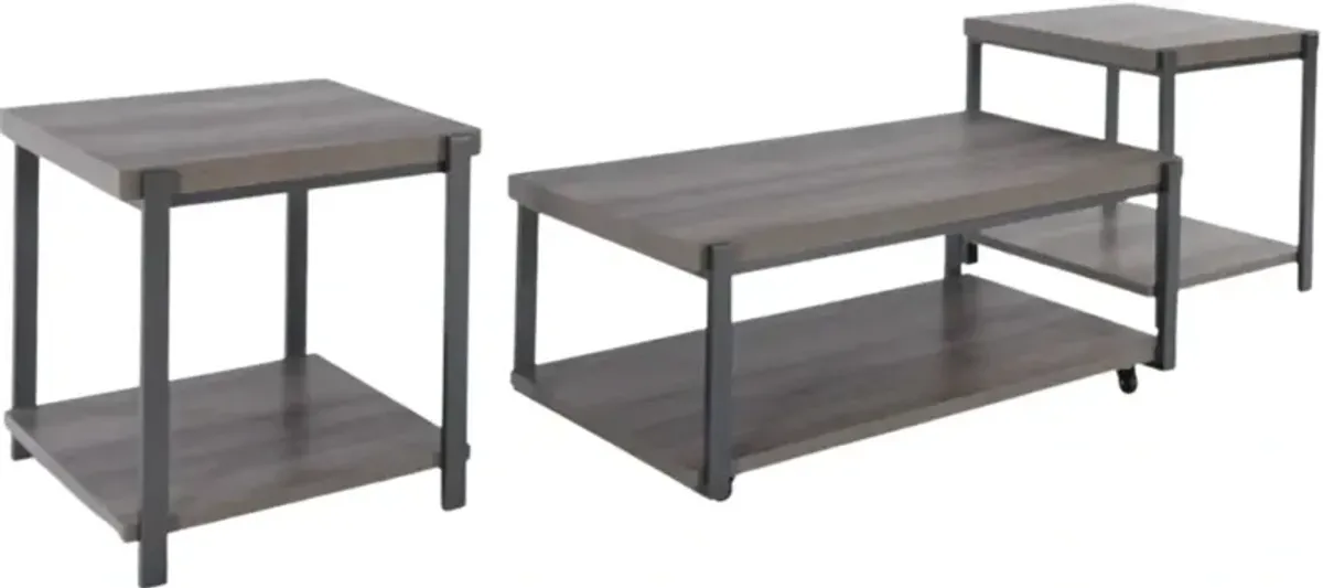 Signature Design by Ashley® Wilmaden 3-Piece Gray Occasional Table Set with Black Base