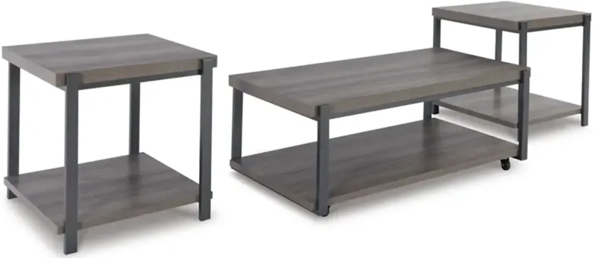 Signature Design by Ashley® Wilmaden 3-Piece Gray/Black Table