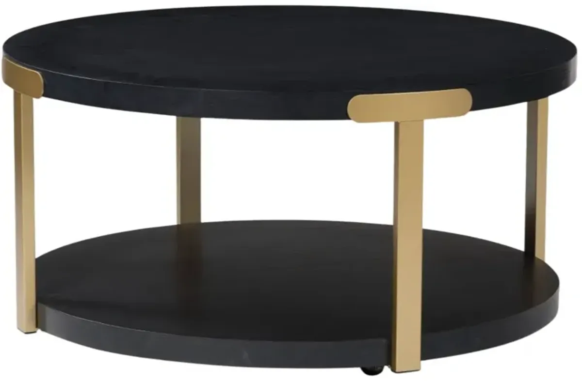 Signature Design by Ashley® Shylore 3-Piece Black Occasional Table Set with Brass Accents