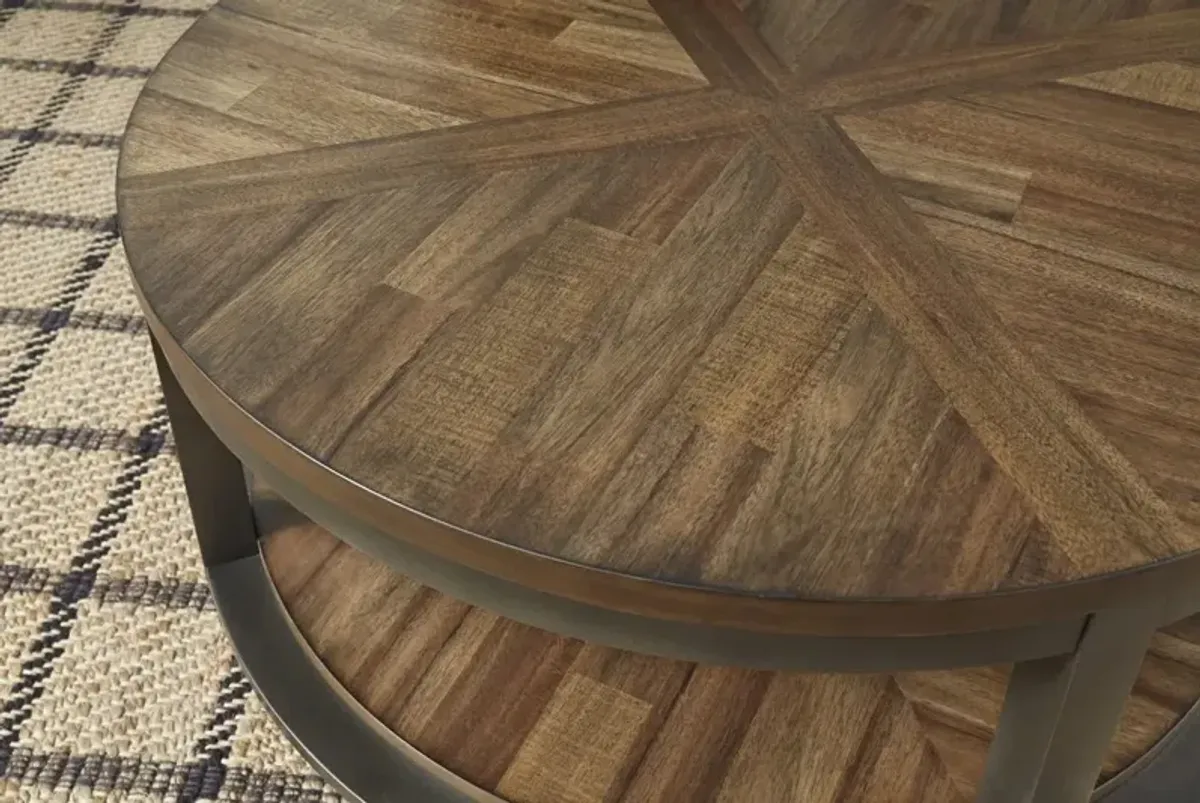 Signature Design by Ashley® Roybeck 3-Piece Light Brown/Bronze Occasional Table Set