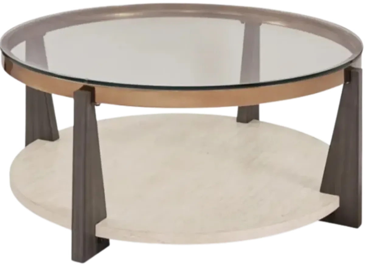 Signature Design by Ashley® Frazwa Glass Table Top Coffee Table with Brown Wooden Base