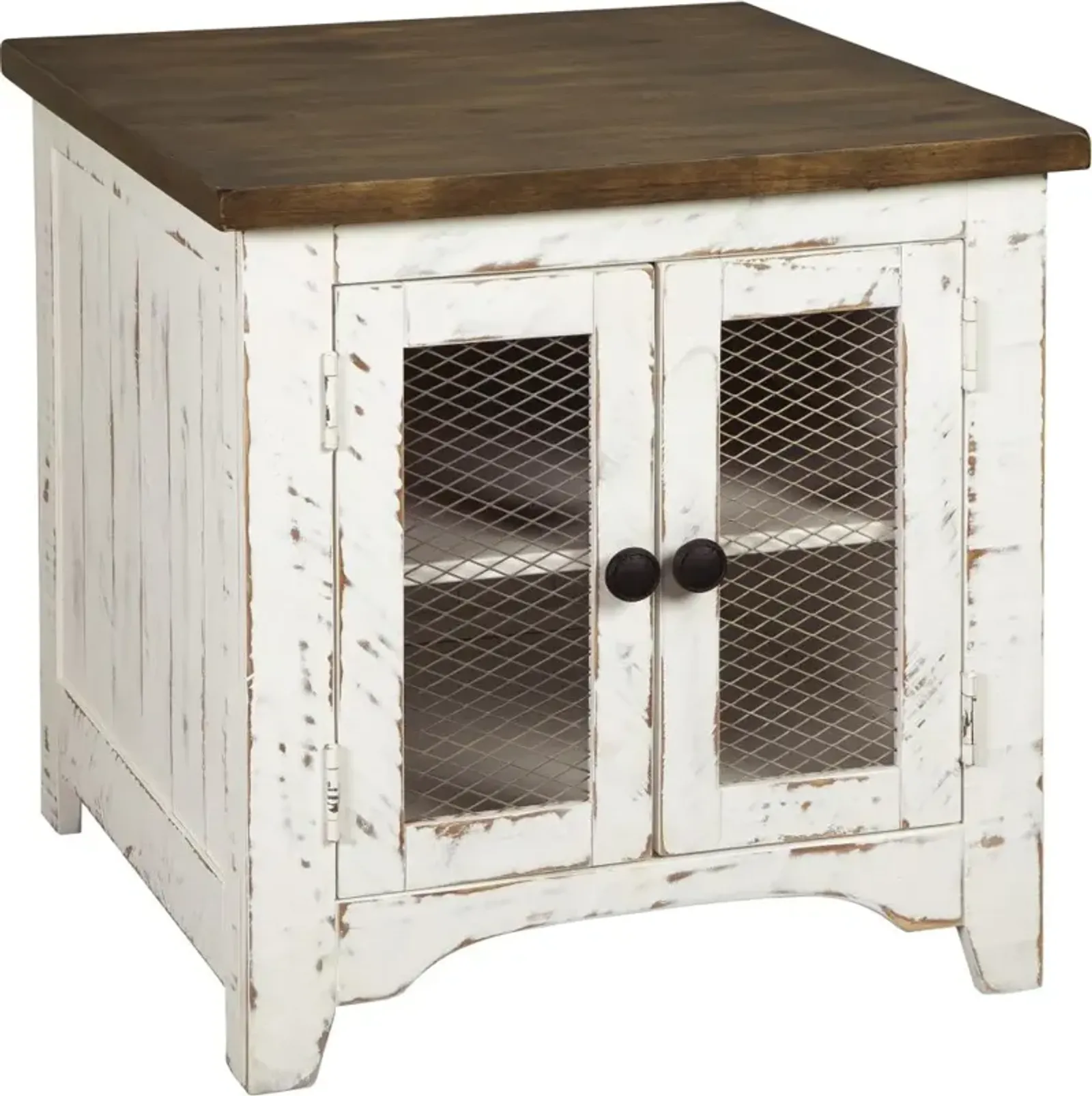 Signature Design by Ashley® Wystfield Brown Doors End Table with Antique White Base