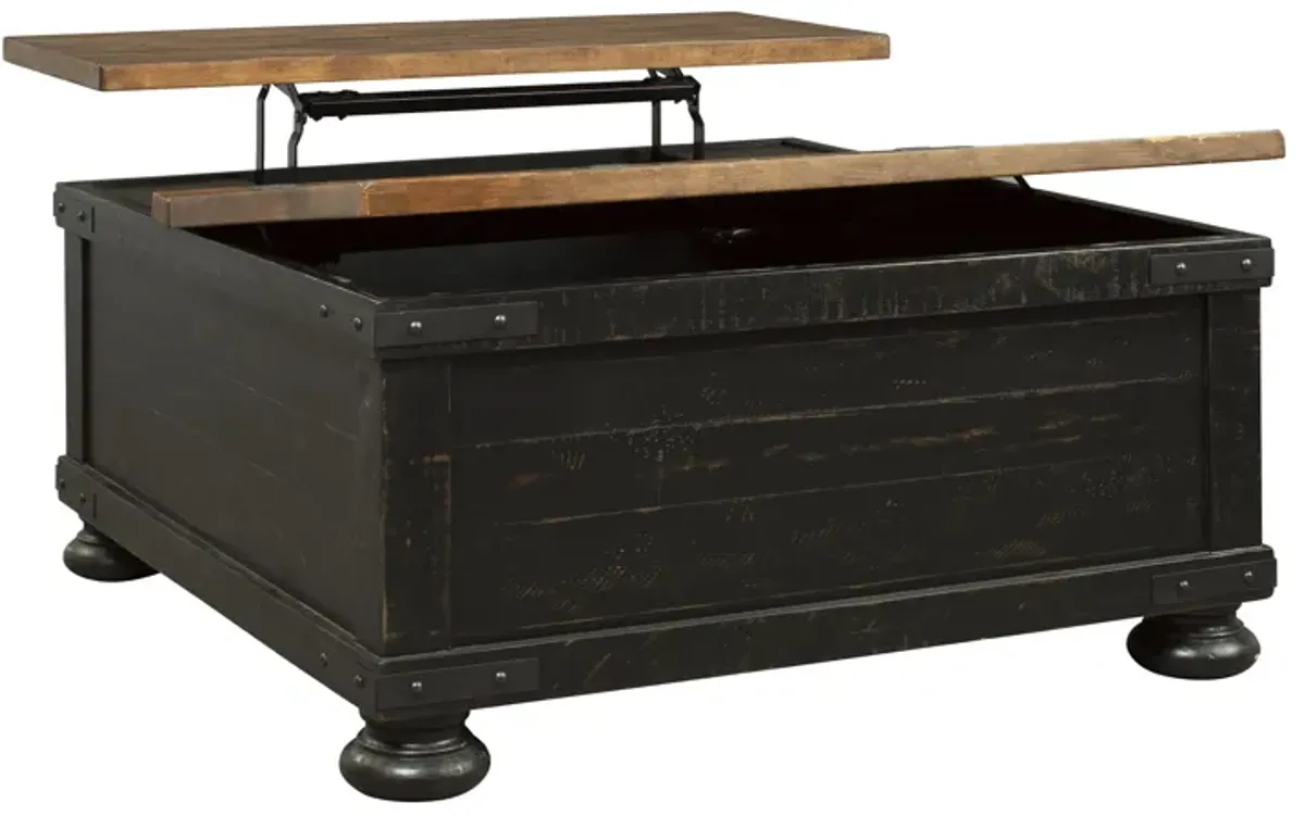 Signature Design by Ashley® Valebeck Light Brown Square Lift Top Coffee Table with Rustic Black Base