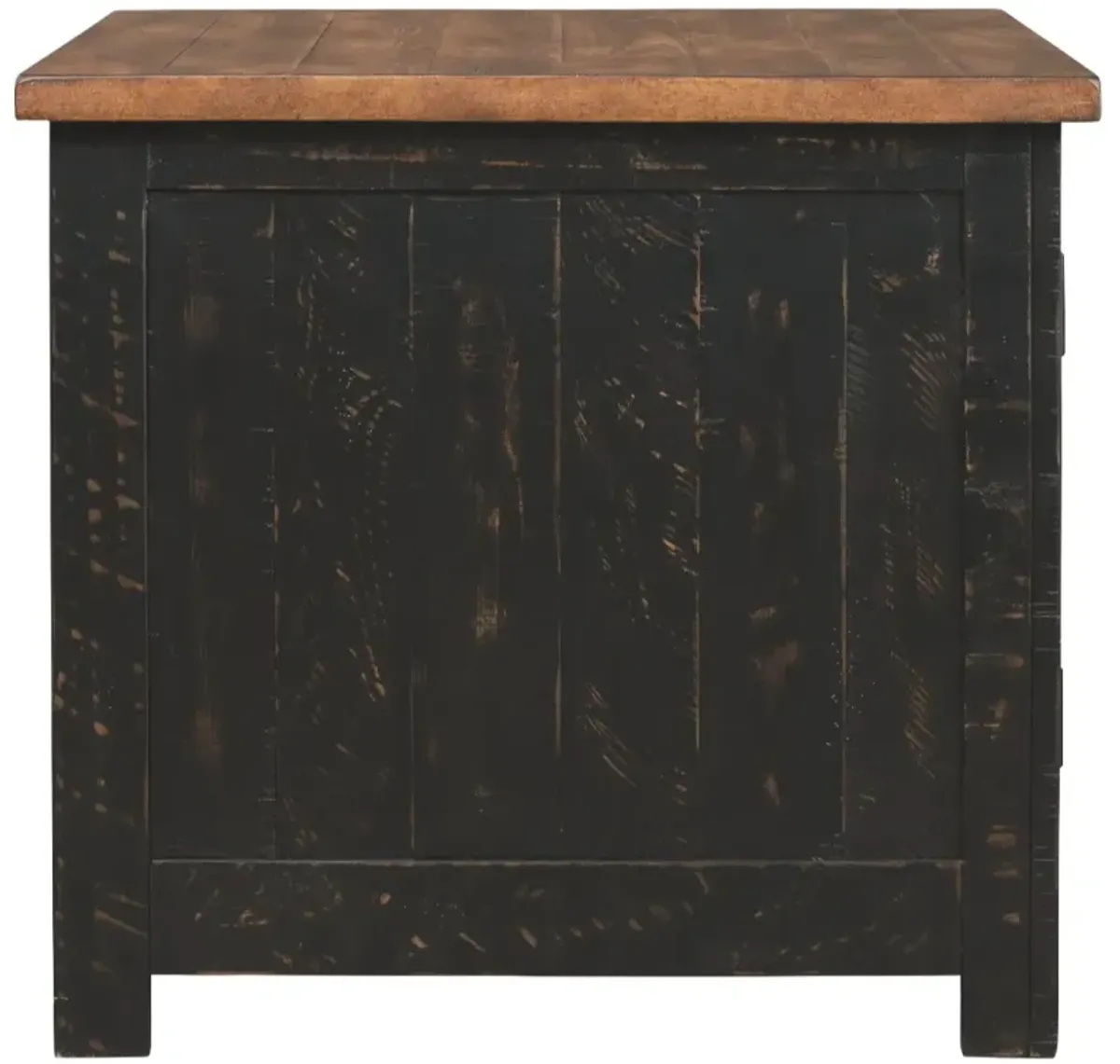 Signature Design by Ashley® Valebeck Light Brown End Table with Rustic Black Base