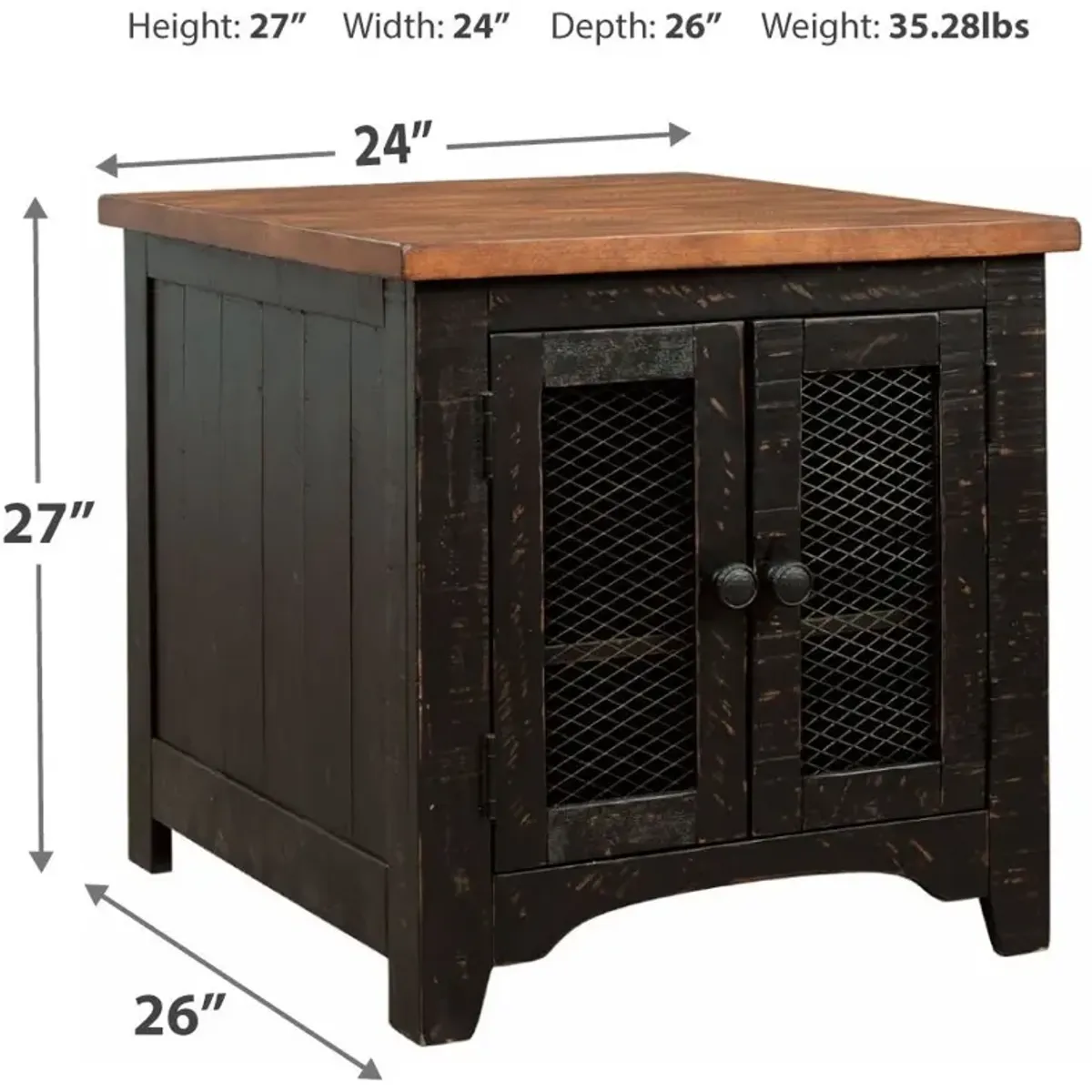 Signature Design by Ashley® Valebeck Light Brown End Table with Rustic Black Base