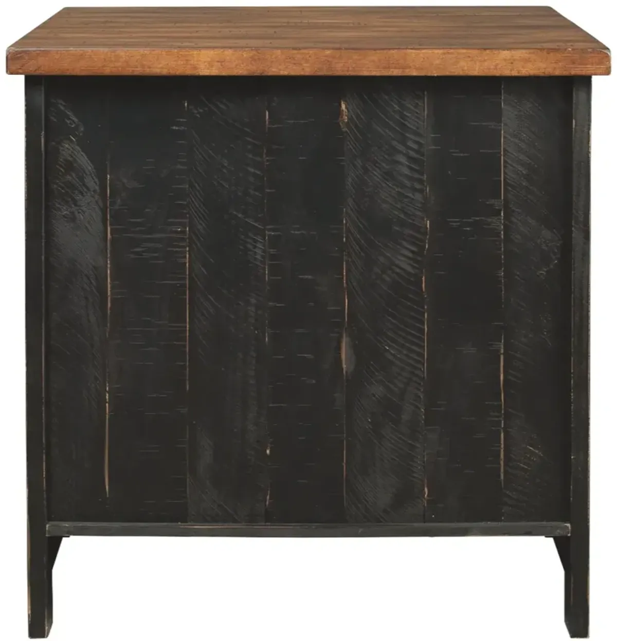 Signature Design by Ashley® Valebeck Light Brown End Table with Rustic Black Base