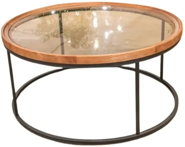 Signature Design by Ashley® Noraluna Glass Top Round Cocktail Table with Matte Black Base