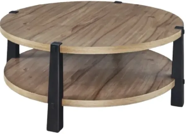 Signature Design by Ashley® Ridgester Light Brown Cocktail Table with Black Base